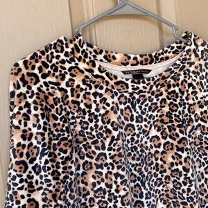 Victorias secret leopard print large fuzzy velvety long sleeve shirt